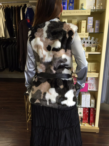 Vest, Black/Brown/white Eco fur - natural italian skincare www.MilanoCoronado.com