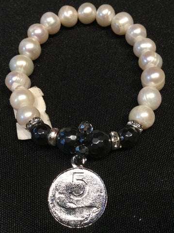 Bracelet, 5 lira, fresh river pearls - natural italian skincare www.MilanoCoronado.com