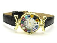 Millefiori watch black strap, gold case - natural italian skincare www.MilanoCoronado.com