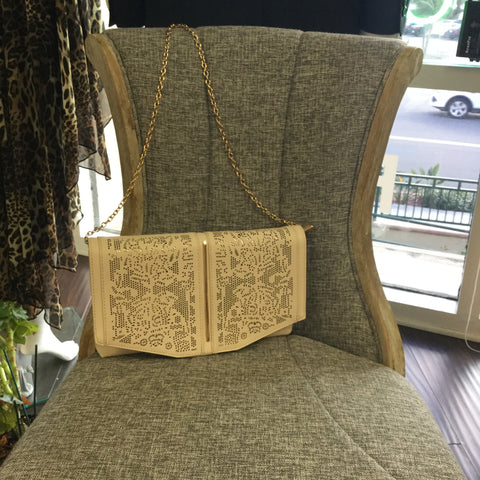 Bag, beige and gold, Eco leather - natural italian skincare www.MilanoCoronado.com