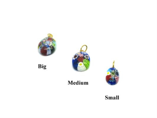 Millefiori Murano Glass pendant, small oval, blue - natural italian skincare www.MilanoCoronado.com