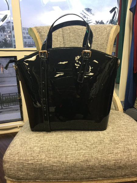 Bag, Black Tote Handbag with White Floral Print - natural italian skincare www.MilanoCoronado.com