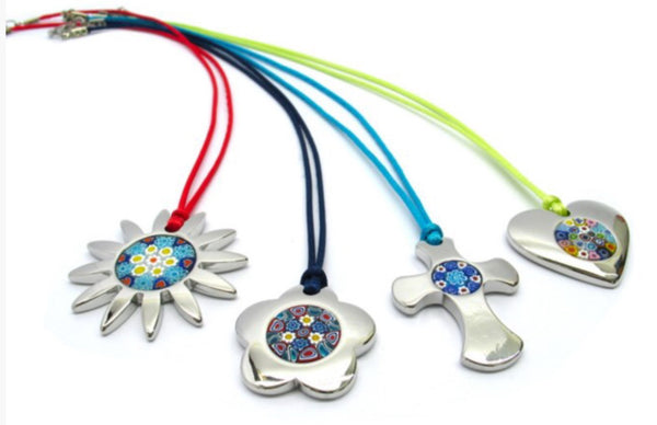 Millefiori Murano pendant, heart-shaped - natural italian skincare www.MilanoCoronado.com
