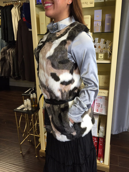 Vest, Black/Brown/white Eco fur - natural italian skincare www.MilanoCoronado.com