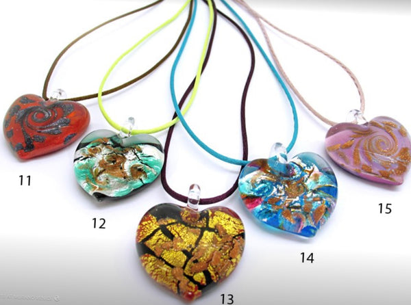 Heart shaped Murano Glass necklace , Passion 11, 12 - natural italian skincare www.MilanoCoronado.com