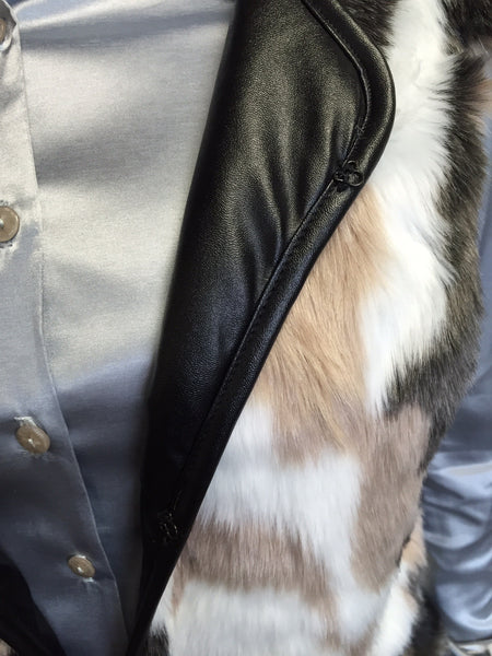 Vest, Black/Brown/white Eco fur - natural italian skincare www.MilanoCoronado.com