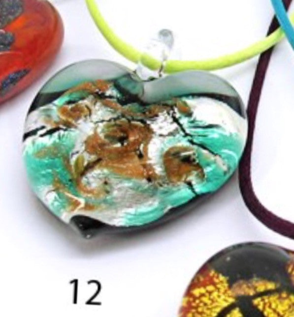 Heart shaped Murano Glass necklace , Passion 11, 12 - natural italian skincare www.MilanoCoronado.com