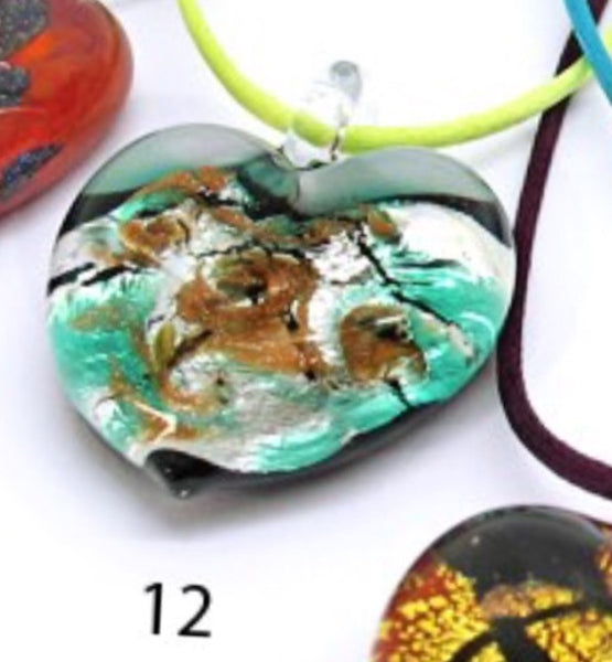 Heart shaped Murano Glass necklace , Passion 11, 12 - natural italian skincare www.MilanoCoronado.com