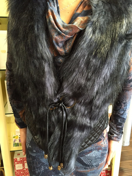 Vest, Blue/Black with Eco leather - natural italian skincare www.MilanoCoronado.com