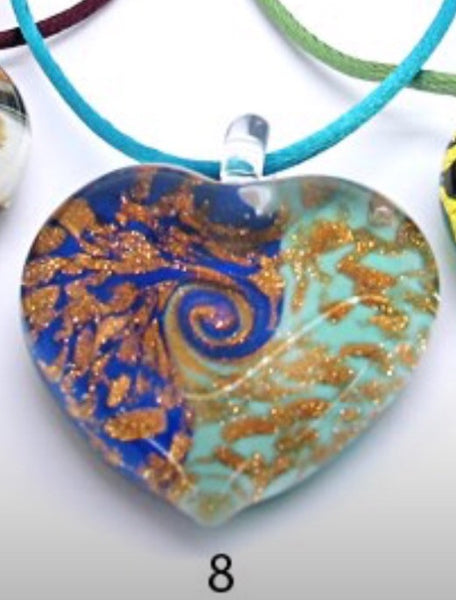 Heart shaped Murano Glass necklace , Passion 6,7,8,9,10 - natural italian skincare www.MilanoCoronado.com