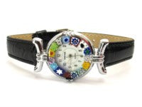 Millefiori watch black strap, chrome case - natural italian skincare www.MilanoCoronado.com