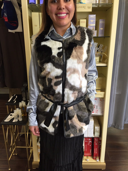 Vest, Black/Brown/white Eco fur - natural italian skincare www.MilanoCoronado.com