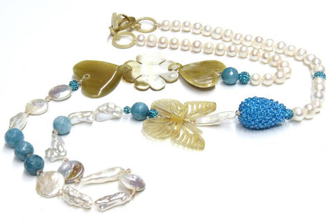 Heart and Butterfly Long Necklace - natural italian skincare www.MilanoCoronado.com