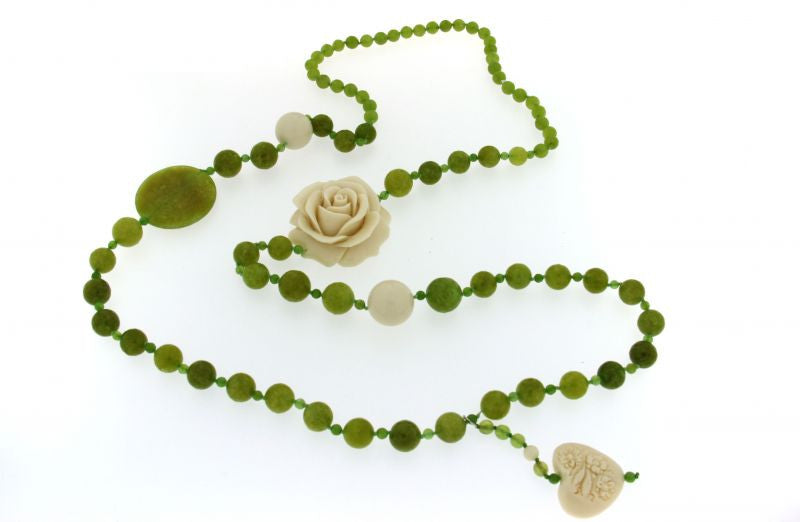 Long Necklace with Heart And  Rose - natural italian skincare www.MilanoCoronado.com