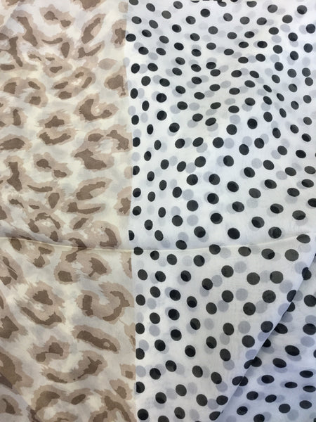 Shawl, White, Polka Dots, Animal Print Border - natural italian skincare www.MilanoCoronado.com