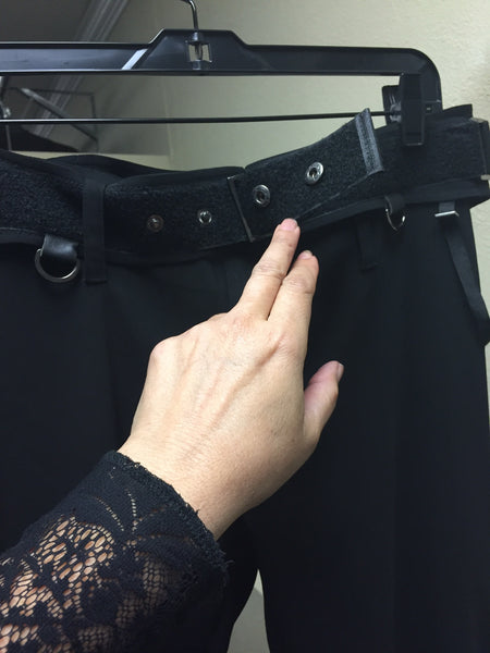 Designer Pants, black with a detachable belt - natural italian skincare www.MilanoCoronado.com