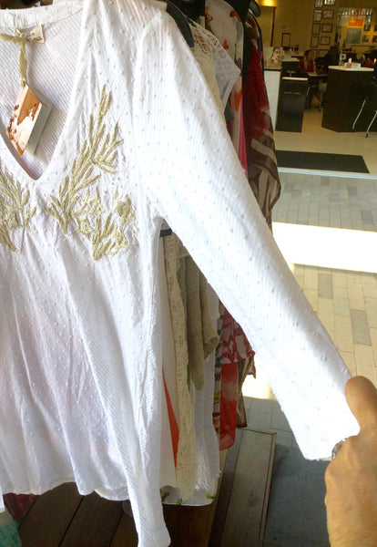 Dress, white with beige embroidery, AS2115C811 - natural italian skincare www.MilanoCoronado.com