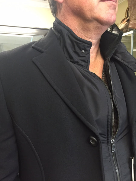 Coat, black with detachable vest - natural italian skincare www.MilanoCoronado.com