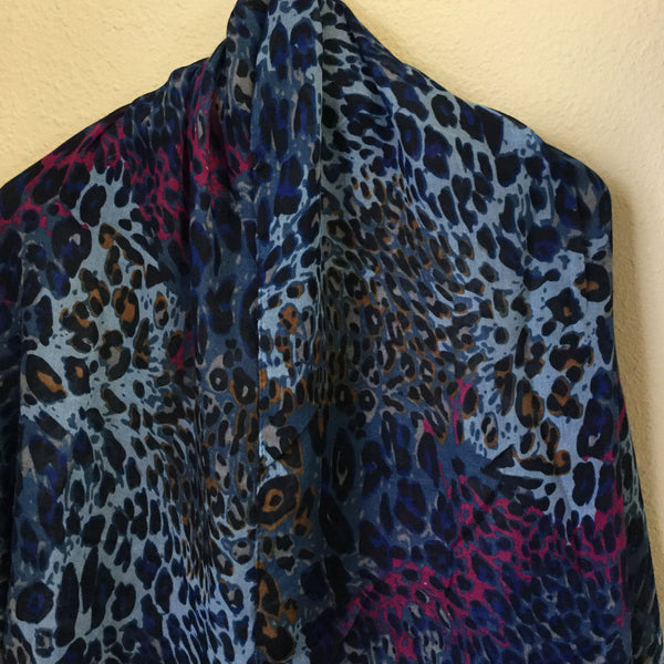 Shawl Animal Print Blue Multi-Color - natural italian skincare www.MilanoCoronado.com