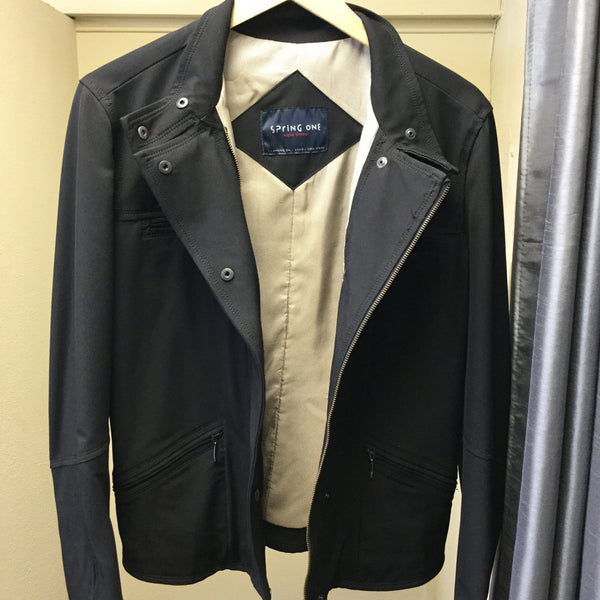 Jacket, Black aviator style with zipper and bottons - natural italian skincare www.MilanoCoronado.com
