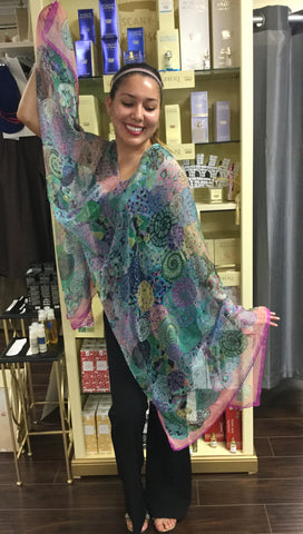 Poncho, Blue ethnic multi color design - natural italian skincare www.MilanoCoronado.com