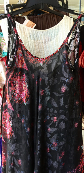 Double dress with multicolor floral print, AS2116753 - natural italian skincare www.MilanoCoronado.com