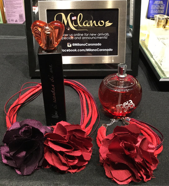 Necklace, Red and Purple with roses, Grindelia Red - natural italian skincare www.MilanoCoronado.com