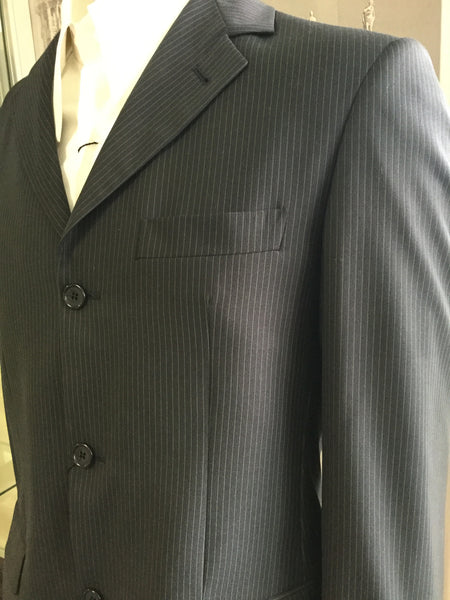 Suit, Black with Grey pin stripes - natural italian skincare www.MilanoCoronado.com