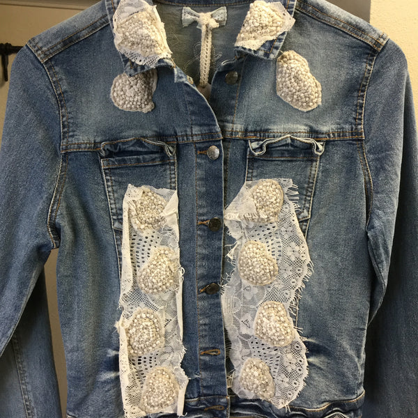 Jacket, True blue Jean with embroidery patterns - natural italian skincare www.MilanoCoronado.com