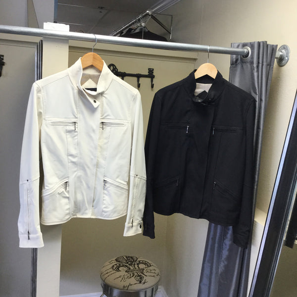 Jacket, White aviator style with zipper and bottons - natural italian skincare www.MilanoCoronado.com