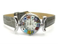 Millefiori watch grey strap, chrome case - natural italian skincare www.MilanoCoronado.com