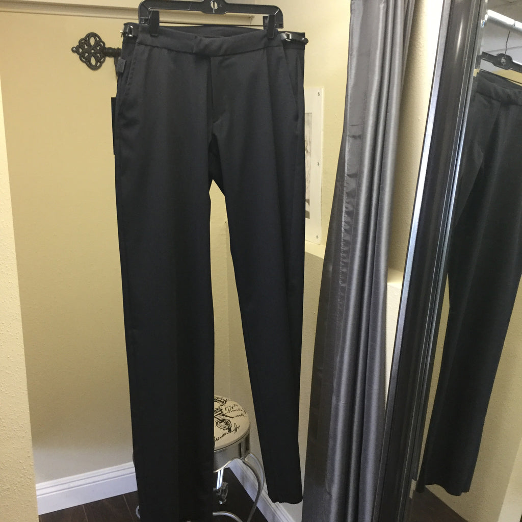 Pants, black with black eco leather detail on the side of the waist ...