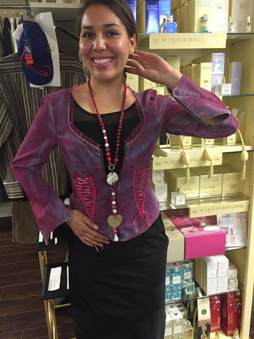 Jacket, Fuchsia color corset design strings - natural italian skincare www.MilanoCoronado.com