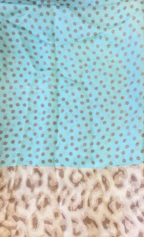 Shawl, Light Turquoise, Polka Dots, Animal Print Border - natural italian skincare www.MilanoCoronado.com