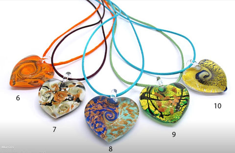 Heart shaped Murano Glass necklace , Passion 6,7,8,9,10 - natural italian skincare www.MilanoCoronado.com