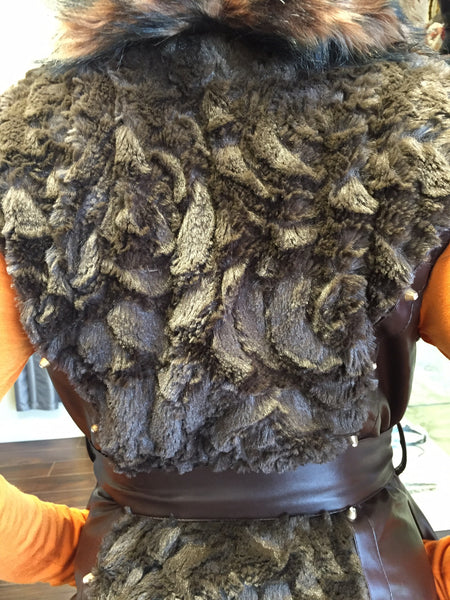 Vest, brown, eco leather and ecofur - natural italian skincare www.MilanoCoronado.com