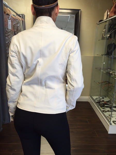 Jacket, White aviator style with zipper and bottons - natural italian skincare www.MilanoCoronado.com