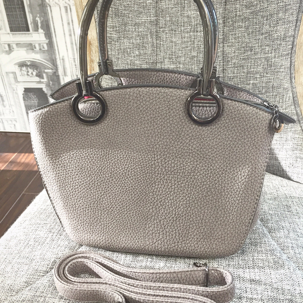 Bag, Grey with Double Handle and strap - natural italian skincare www.MilanoCoronado.com
