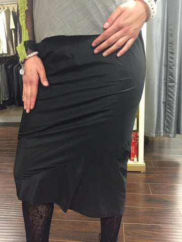 Designer Skirt, Black asymmetrical matte satin - natural italian skincare www.MilanoCoronado.com