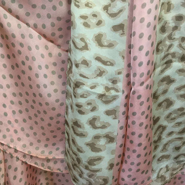 Shawl, Peach, Polka Dots, Animal Print Border - natural italian skincare www.MilanoCoronado.com