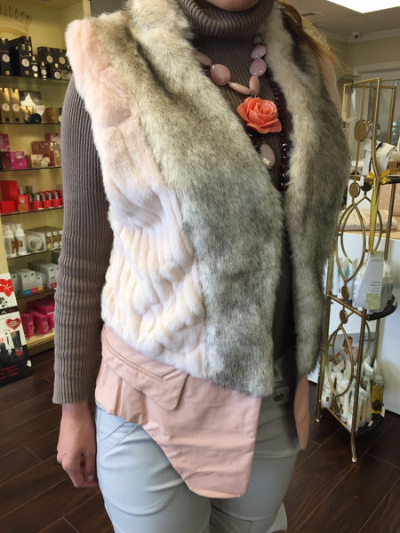 Vest, Pink Eco fur With Eco leather - natural italian skincare www.MilanoCoronado.com