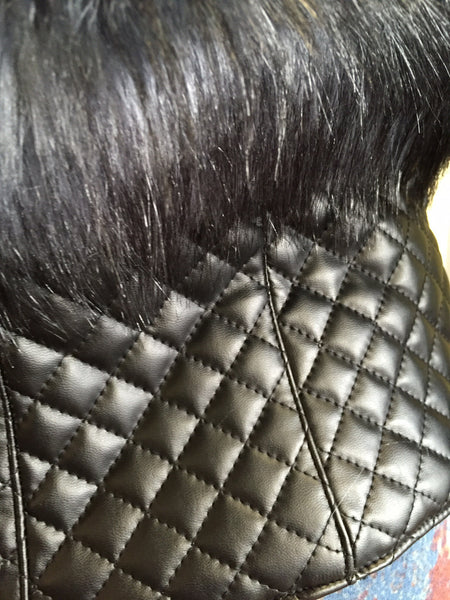Vest, Blue/Black with Eco leather - natural italian skincare www.MilanoCoronado.com