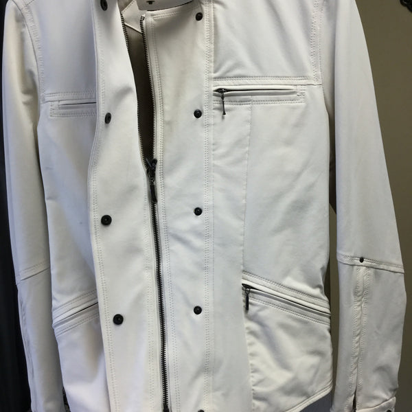 Jacket, White aviator style with zipper and bottons - natural italian skincare www.MilanoCoronado.com